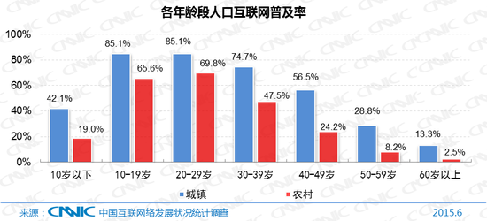 圖4各年齡段人口互聯網普及率