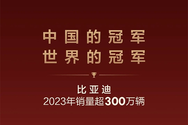 雙料冠軍！比亞迪年銷破300萬破中國市場銷售記錄