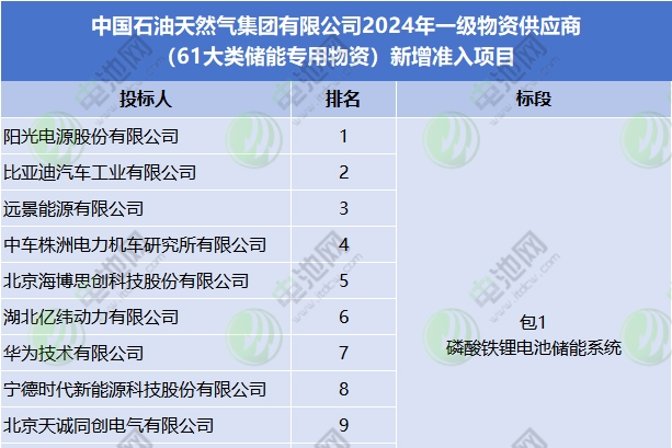 117家投標！22家入圍！中國石油儲能供應商公示