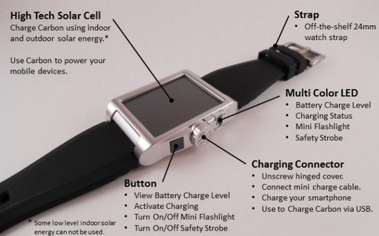 可為手機充電的太陽能腕帶 攜帶方便電池小