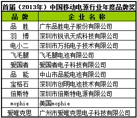 愛國者獲首屆（2013-2014）移動(dòng)電源行業(yè)年度品牌獎(jiǎng)