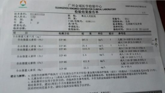 鐵龍1歲的小孩，血鉛達到中度中毒標準