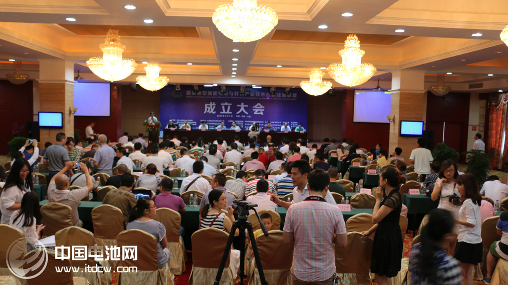 電子科大能源科學與工程學院副院長吳孟強、電子科大資產管理公司總經理、四川經信委創新處副處長丁銳、張樹人先后發了言，縣委書記蔣喻新，科技部中國技術市場協會常務理事、副秘書長孫小林共同為國家新型儲能電池與材料產業技術創新戰略聯盟揭牌。