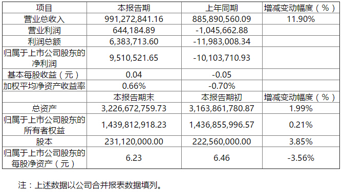 2015年半年度主要財務數據和指標