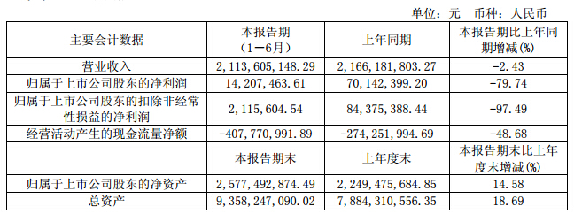 主要會計數據