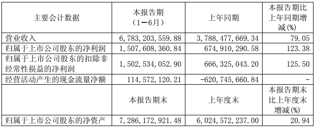 華友鈷業相關財務數據（單位：元 幣種：人民幣）
