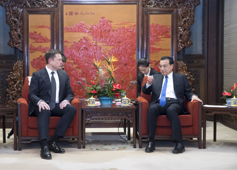 李克強(qiáng)在中南海會見美國特斯拉CEO馬斯克