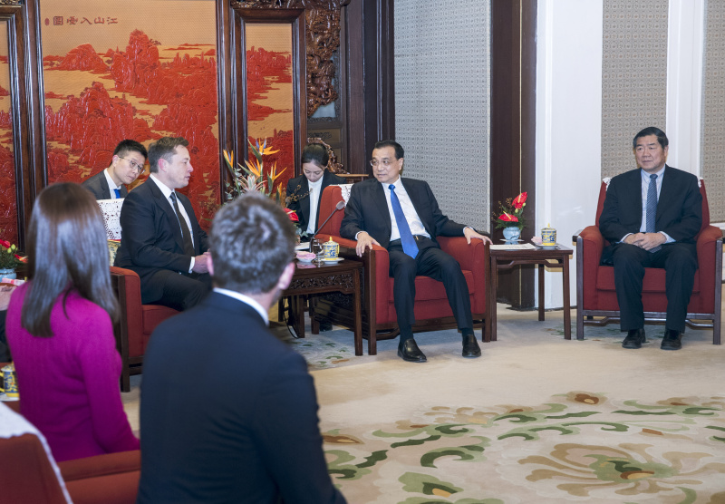 李克強(qiáng)在中南海會見美國特斯拉CEO馬斯克