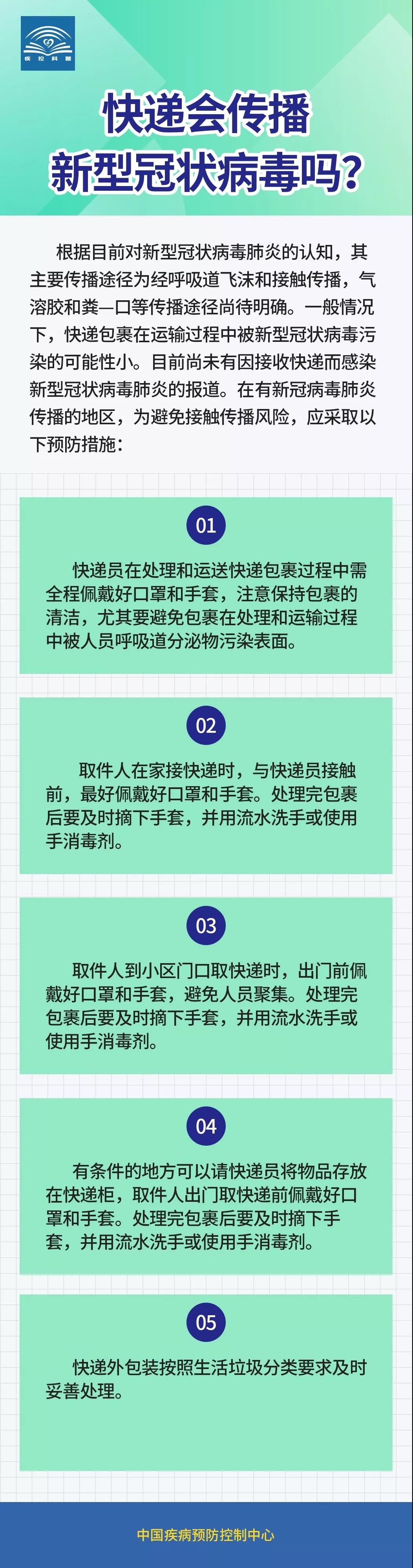快遞會(huì)傳播新型冠狀病毒嗎？中國(guó)疾控中心發(fā)文詳解