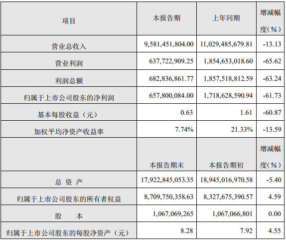 大族激光2019年度主要財務數(shù)據(jù)和指標（單位：人民幣元）