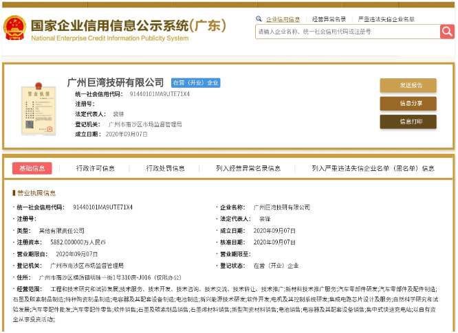 廣汽集團石墨烯高科技產(chǎn)業(yè)化公司成立