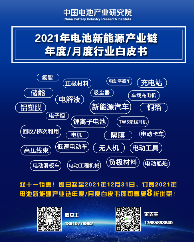 雙十一鉅惠！2021年電池新能源產業鏈年度/月度白皮書8折酬賓！