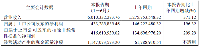 龍?bào)纯萍?022年上半年主要會(huì)計(jì)數(shù)據(jù) 單位：元