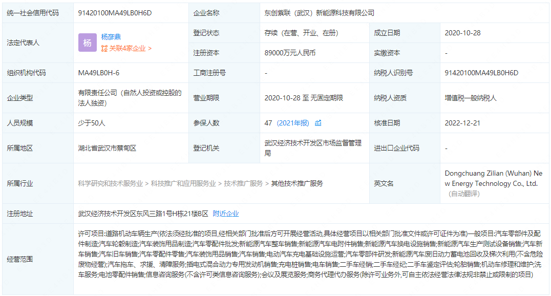 東創紫聯（武漢）新能源科技有限公司