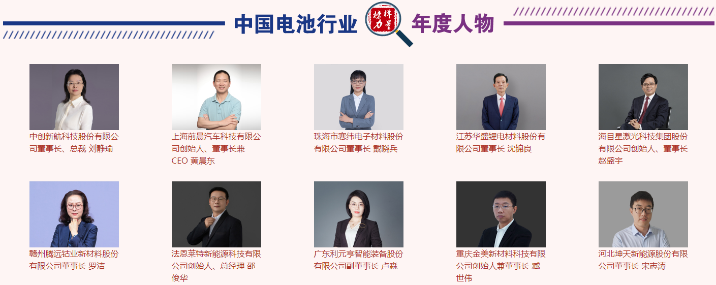 第12屆中國電池行業年度人物獲獎名單