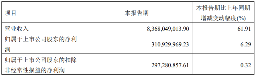 容百科技主要財務(wù)數(shù)據(jù)（單位：元）