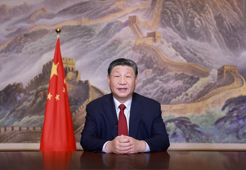 新年前夕，國家主席習近平通過中央廣播電視總臺和互聯網，發表二〇二五年新年賀詞。新華社記者 鞠鵬 攝